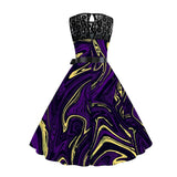 Women's Retro 1950s Vintage Dress Midi Dress Halloween Holiday Lace Patchwork Ombre Crew Neck Sleeveless Regular Fit Spring Fall 2023 Deep Purple Navy Blue S M L XL