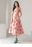 Women's Summer Print Pattern O-Neck Ankle Length Vintage Dresses