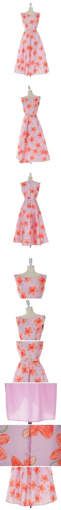 Women's Summer Print Pattern O-Neck Ankle Length Vintage Dresses