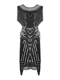Women‘s Halloween Dress Party Dress Fringe Dress Sequin Dress Midi Dress Green Black Gold Short Sleeve Striped Sequins Spring Fall Crew Neck 1920s Party 2023 Style M L XL XXL 3XL
