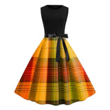 Women's Retro 1950s Vintage Dress Midi Dress Halloween Daily With Belt Bow Skull Crew Neck Sleeveless Regular Fit Spring Fall 2023 Light Yellow Dark Yellow S M L XL