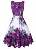 Women‘s Halloween Dress Retro 1950s Vintage Dress Midi Dress Party Print Graphic Crew Neck Sleeveless Regular Fit Summer Spring 2023 Black Green Deep Purple S M L XL