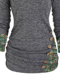 Women's Casual Dress Ethnic Dress Print Dress Floral Paisley Patchwork Button Cowl Neck Mini Dress Vintage Ethnic Outdoor Date Long Sleeve Loose Fit Gray Spring Fall S M L XL XXL