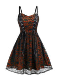 Women‘s Halloween Dress Vintage Retro Vintage Dress Midi Dress Outdoor Lace Drawstring Skull Spaghetti Strap Sleeveless Regular Fit Summer Spring 2023 Black Grey Black and Blue S M L XL