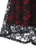 Women‘s Halloween Dress Wedding Guest Vintage Tea Dresses Lace Dress A Line Dress Knee Length Dress Green Purple Red 3/4 Length Sleeve Floral Lace Fall Winter Crew Neck Casual