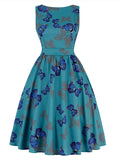 Women‘s Halloween Dress Retro 1950s Vintage Dress Midi Dress Party Print Graphic Crew Neck Sleeveless Regular Fit Summer Spring 2023 Black Green Deep Purple S M L XL