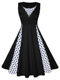 Women‘s Halloween Dress Retro 1950s Vintage Dress Midi Dress Party Button Print Floral V Neck Sleeveless Regular Fit Summer Spring 2023 claret Red black S M L XL